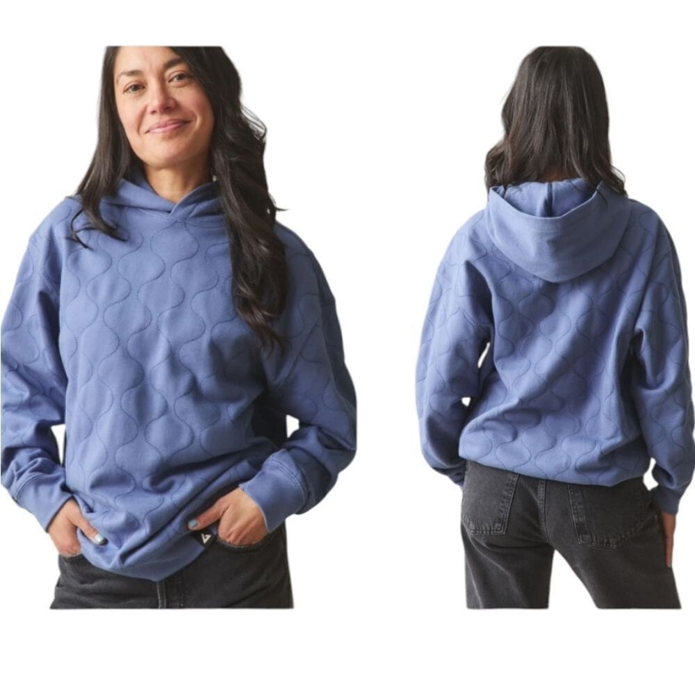 NEW American Giant Unisex Heavyweight Onion Stitch Pullover Coastal Fjord Blue L